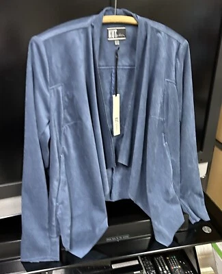 KUT FROM THE KLOTH Size XL Soft Blue Color  Faux Suede Drape Front Jacket NWT - Image 1 of 4