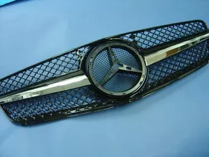 Set of Black Front Grille For 2007-2014 Mercedes Benz W204 C-Class Sedan Estate - Picture 1 of 9