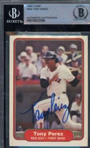 Tony Perez Beckett BAS Signed 1982 Fleer Autograph - Picture 1 of 2