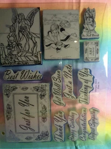 Rubber Stamps Variety Sheet With Grey Backing 13 pcs - Imagen 1 de 10
