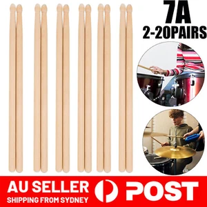 2-20X 7A Maple Wood Lightweight Endearing Music Oval Tip Drumsticks Drum Sticks - Picture 1 of 12