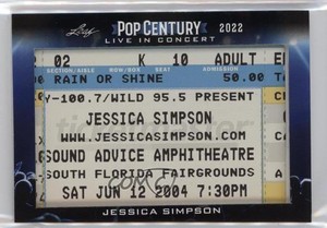 2022 Leaf Metal Pop Century Live In Concert Ticket Relics Jessica Simpson k4s