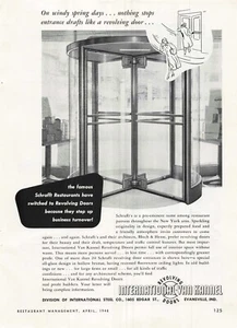 Vintage 1948 Print Ad International Steel Van Kannel Drehtüren Schrafft - Bild 1 von 1