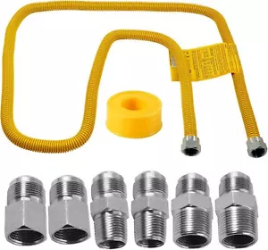 72" Flexible Stainless Steel Gas Line For Dryer, Garage Heaters, Gas Stoves, ... - Picture 1 of 3