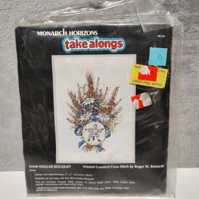 Cross Stitch Kit Monarch Horizons Sand Dollar Bouquet Take alongs 5”x7” - Image 1 of 2