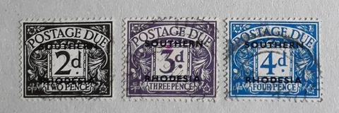 SOUTHERN RHODESIA 1951 SGD3/D4/D5 postal due part set to 4d blue FU Cover