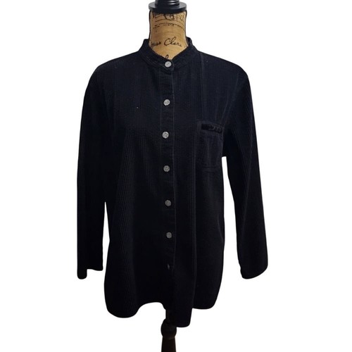 VETEMENTS Giacca blazer J.Jill nero velluto a coste bottoni davanti colletto mandarino XL