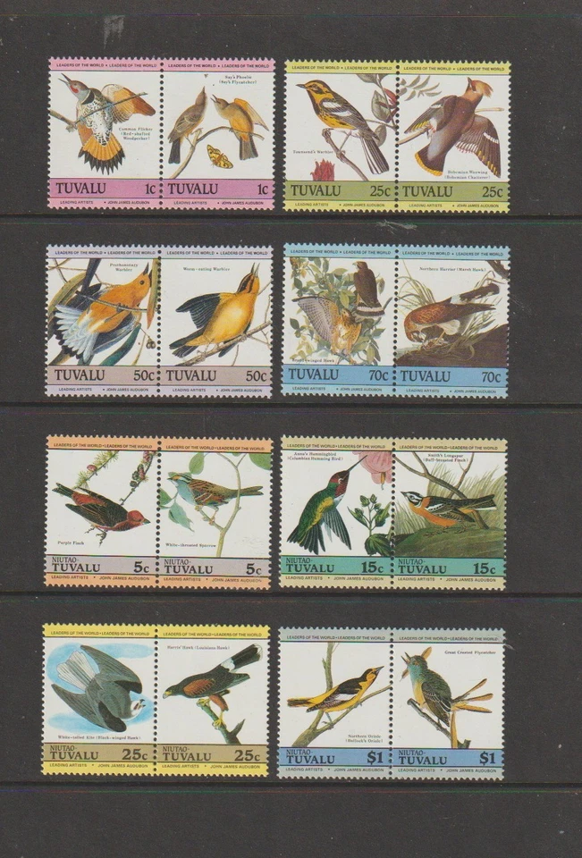 TUVALU   BIRDS  SET  OF  8 PAIRS    MINT  NON  HINGED - Image 1 of 1