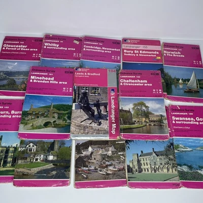 Ordnance Survey Landranger Sheet Maps Bundle Of 13 - Ex Library - Imagen 1 de 4