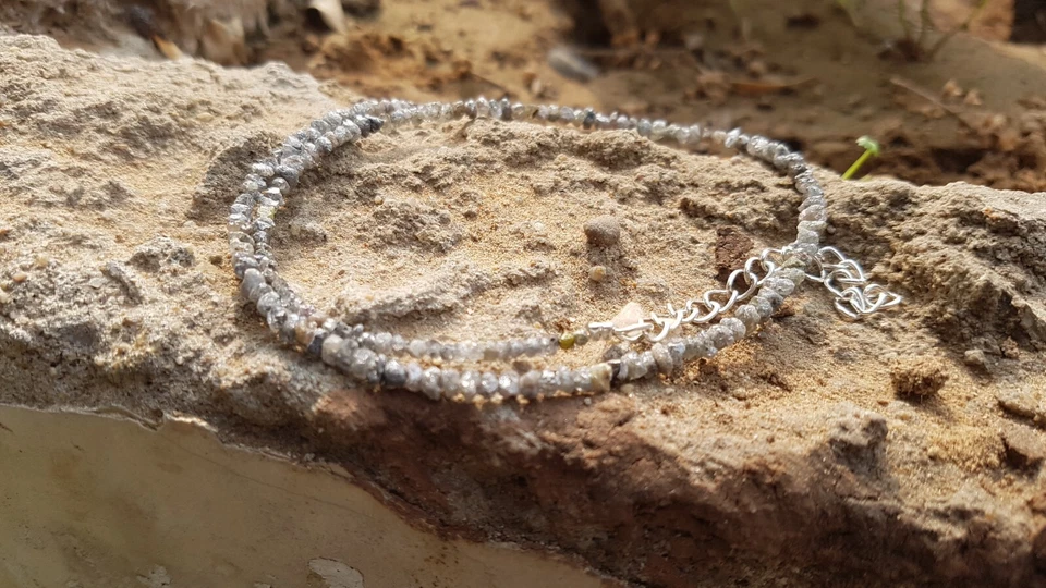 Collana in argento sterling 925 con pietre preziose con diamanti bianchi +... - Immagine 1 di 4