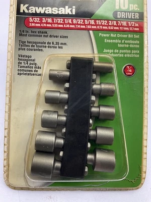 Juego de brocas de destornillador de tuerca Kawasaki 841342, 10 piezas - 5/32" - 1/2" Foto 1 de 4