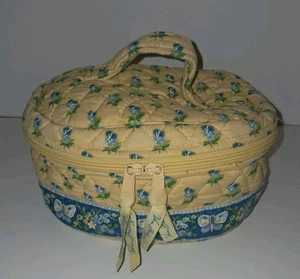 Vera Bradley Katherine Cosmetic Organizer Bag Yellow/Blue Butterflies Retired - Picture 1 of 8