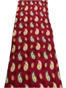 Vintage lange Paisley Krawatte rot beige blau Lands’ End handgenäht USA - Bild 1 von 9