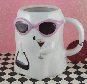 Girl Ghost Mug with Martini Mug sunglasses pink NWT sunday morning - Picture 1 of 6