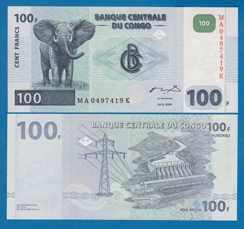 Congo Democratic Republic 100 Francs P 92A 2000 UNC Printer HdMZ Cover