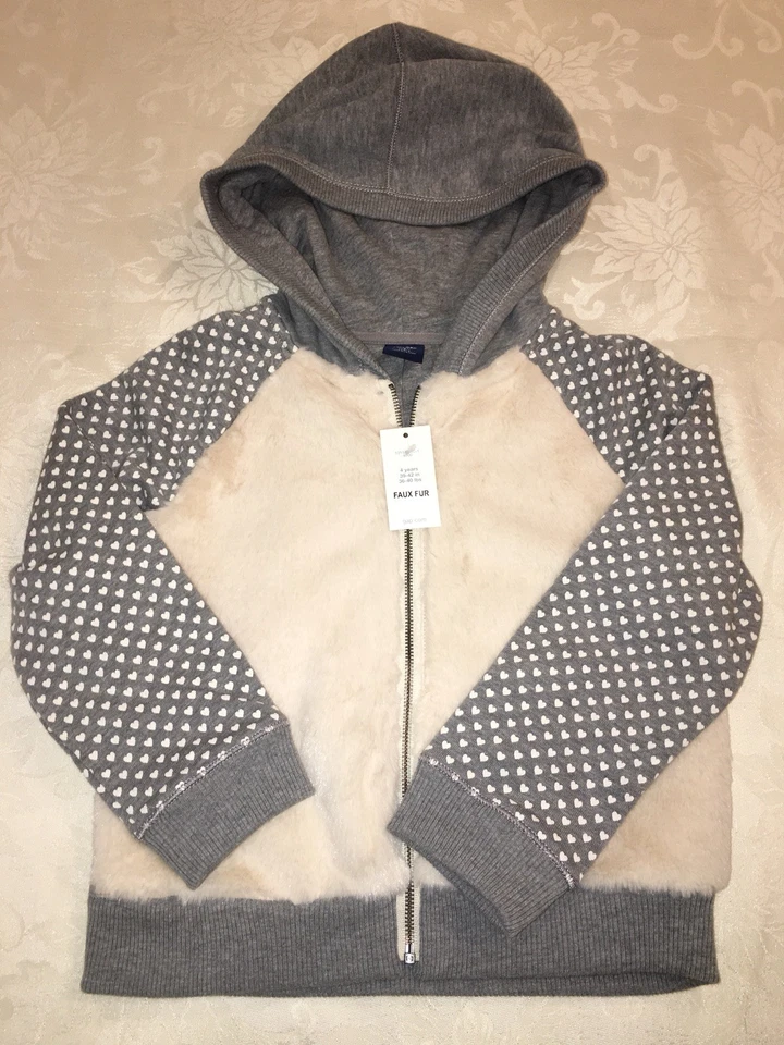 GAP Kids Girls Faux Fur Hoodie Jacket Size 4 - Image 1 of 3