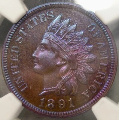 1891/89 INDIAN HEAD CENT/PENNY RARE SNOW-PR1 *FINEST KNOWN BLAZER* NGC PF 66 BN - Image 1 of 4