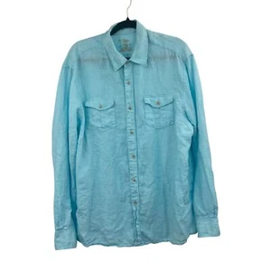 Islander 100% Linen Sky Blue Long Sleeve Shirt Men’s XL Coastal - Picture 1 of 11