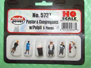 PEOPLE NO. 5737 PASTOR & CONGREGANTS W/PULPIT HO SCALE MODEL POWER NEW OLD STOCK - Picture 1 of 3