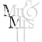 Mr And & Mrs Silver Mirror Acrylic Cake Topper Decoration Wedding Engagement