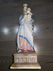 Alte Heiligenfigur Maria + Jesuskind Handbemalt 29 x 9 cm Skulptur Madonna - Bild 1 von 5