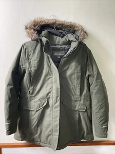 Chaqueta Abrigo Parka Eddie Bauer Weatheredge Para Mujer Verde Salvia Piel Borde Capucha 2XL - Imagen 1 de 8
