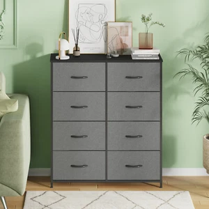 Ufurniture Chest of 8 Drawers Tallboy Clothes Storage Cabinet Tower Dresser Grey - Picture 1 of 12