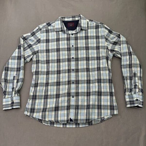 UNTUCKit Camicia Uomo Blu Bianco Plaid Multicolore LS con Bottoni Taglia L - Foto 1 di 17