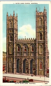 Iglesia de Notre Dame, Montreal, Quebec, Canadá postal de lino c1940 - Imagen 1 de 2