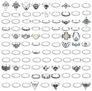 Vintage Silver Knuckle Rings Set 95 Pack of Rings Bulk for Women Teen Girls Ring - Picture 1 of 3