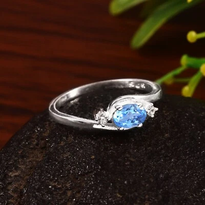 Perfetto Fantastico Sottile Blu Spinello 925 Argento Sterling Mano Anello Regalo - Immagine 1 di 4