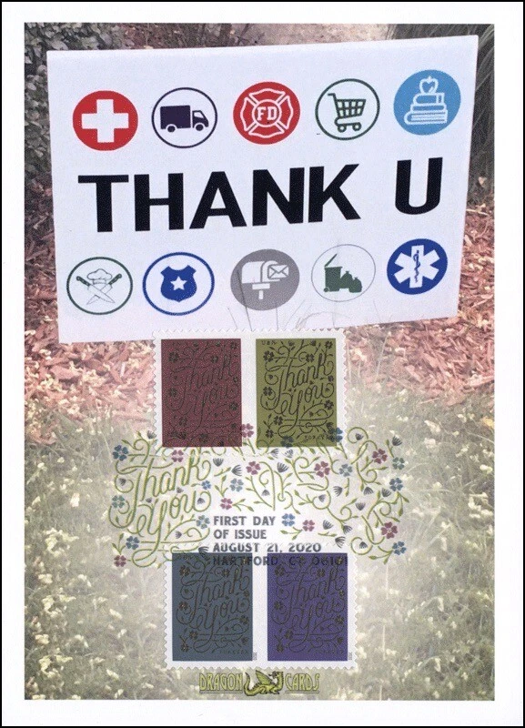 Sc. 5519-22 Thank You Dragon Cards FDC – Color Postmark - Image 1 of 1