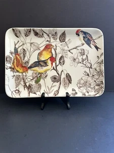 Botanical Birds Serving Platter Tray Williams-Sonoma Number 2012 Porcelain 15” - Picture 1 of 24