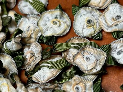 cinta flores cosidas a mano hoja beige blanco gris 7 piezas Foto 1 de 4