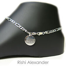 925 Sterling Silver 4mm Figaro Monogram Personalized Anklet