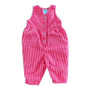 Vintage OshKosh Baby B'Gosh Pink Pink Plaid One Piece Outfit Romper Sz 6-9 month - Picture 1 of 7