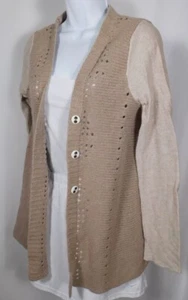 FREE PEOPLE Para mujer Mezcla de Lana Beige Encaje Panel Trasero Cárdigan Suéter Talla S - Imagen 1 de 5