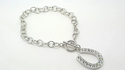 Indianapolis Colts Clear CZ Horseshoe Toggle Clasp Fashion Bracelet - Image 1 of 3