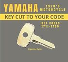 1970's Yamaha Motorcycle Replacement Key Cut to Code 1711-1750 
