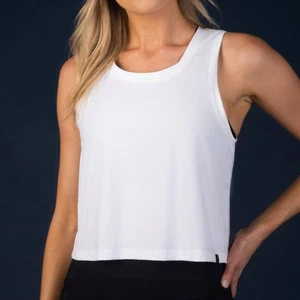 Laird Cropped Open Back Workout Tank Top White - Bild 1 von 13