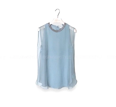 Top Brunello Cucinelli Mujer Seda Azul Monili Verano Elegante Noche Talla L Foto 1 de 4