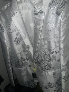 White & silver floral Blazer - Picture 1 of 4