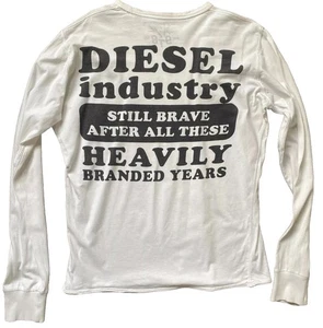 Vintage Diesel LS Shirt Mens Medium M White Crew Neck Casual Adult Vintage T - Picture 1 of 9