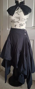 Ewa I Walla Nanette Black Cotton Victorian Goth Lagenlook Hippy Asymmetric Skirt - Picture 1 of 7
