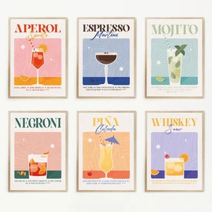 Cocktail Wall Art Print – Retro Bar Decor – Kitchen Poster – A3 A4 Sizes - Picture 1 of 69