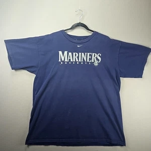 Vintage Nike Team Seattle Mariners Blue T Shirt Vintage Swoosh Short Sleeved XL - Picture 1 of 10