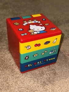 Vintage 1991 Sanrio Hello Kitty bunte Aufbewahrungsbox Box Japan selten 5”X 5” x 5” - Bild 1 von 6