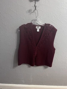 Chaleco suéter tejido vintage talla grande granate Koret para mujer - Imagen 1 de 6