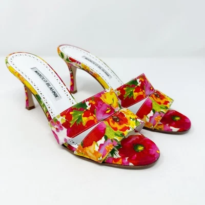 Manolo Blahnik Lacopo Floral Slip-On Mule Sandals 38 US 8 - Image 1 of 4