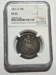 1861-O Seated Liberty Half Dollar NGC VF25 Tough Date New Orleans Civil War - Picture 1 of 4